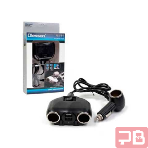 Cargador para Auto Olesson con Doble USB y Triple Toma