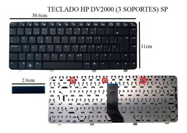 Teclado HP DV2000 (3 Soportes) SP - Repuesto Ideal