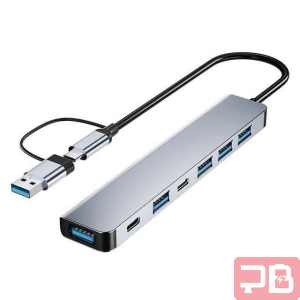 Hub USB-C 7 en 1 con OTG USB y múltiples puertos