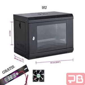 Gabinete Rack 9U con Vidrio Templado Reforzado