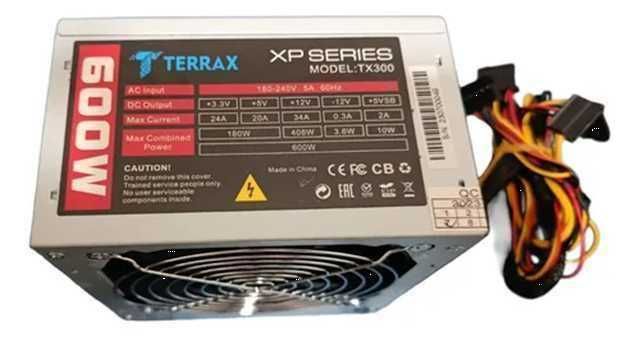 Fuente de Poder TERRAX TX300 ATX 600W 110V-240V para PC