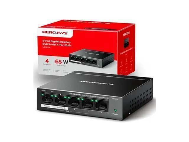 SWITCH MERCUSYS MS105GP 5 PUERTOS GIGABIT / 4 PUERTOS POE+