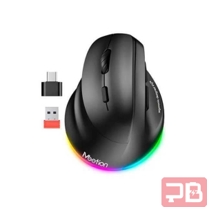 Mouse Inalámbrico Meetion BTM010L Ergonómico Vertical para Zurdo RGB Negro