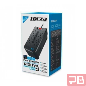 Regulador de Voltaje Forza FVR-1221USB 1200VA 600W 8 Salidas USB y Tipo C Negro