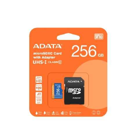 Tarjeta MICROSDXC ADATA 256GB UHS-I V10 A1 100MB/s con adaptador SD