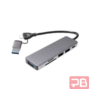 HUB 5 en 1 USB 3.0 y Tipo C con 3 Puertos USB y Lector de Tarjetas