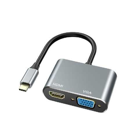 Adaptador USB-C a HDMI y VGA 2 en 1 - Conecta y Duplica tus Pantallas