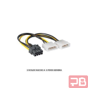 Cable de Poder Molex 4 Pines a 8 Pines Hembra PCI 15cm