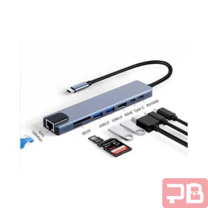 Hub Docking Station 8 en 1 Tipo C con 4K UHD y Lectores de Tarjetas