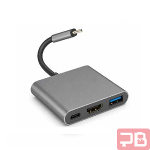 Adaptador Convertidor 3 en 1 LCS-CF1520 Tipo C a HDMI/USB 3.0 Gris