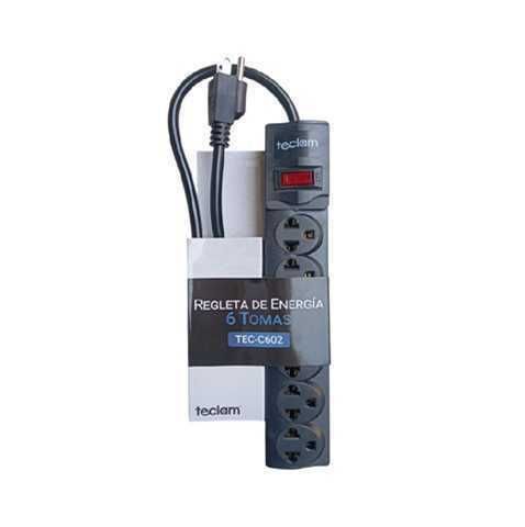 Regleta eléctrica Teclam TEC-C602 - 6 Tomacorrientes con Protección