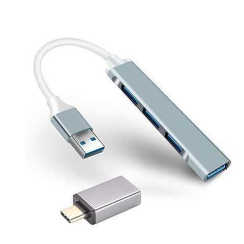 Adaptador Hub USB 3.0 de 4 Puertos y OTG Tipo C