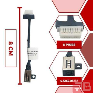 Conector de carga Dell 7706 P98F con cable de 7.5cm - 8 pines