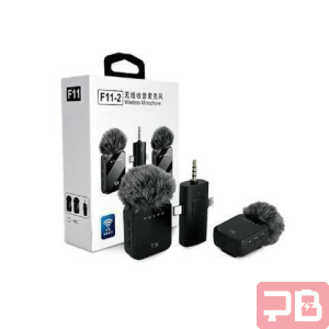 MICROFONOS INALAMBRICOS DE SOLAPA F11-2 / 3 EN 1 / TIPO C / LIGHTNING / JACK 3.5MM / COLOR NEGRO
