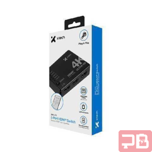 SWITCH XTECH XHA-430 / 5 PUERTOS HDMI / HDCP / 4K UHD 3840×2160 30Hz / CONTROL REMOTO IR / INDICADOR LED