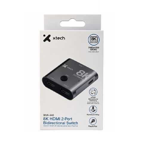 SWITCH SPLITTER XTECH XHA-440 / 1X2 PUERTOS HDMI BIDIRECCIONAL / 8K UHD 7680×4320 60HZ / HDCP / METALICO