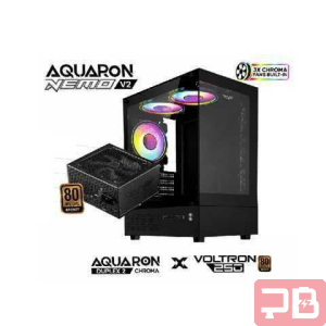 CASE ARMAGGEDDON AQUARON NEMO V2 / MICRO-ATX / INCLUYE 3 FANS ARGB Y FUENTE DE PODER CERTIFICADA 250W 80 PLUS BRONZE / COLOR NEGRO